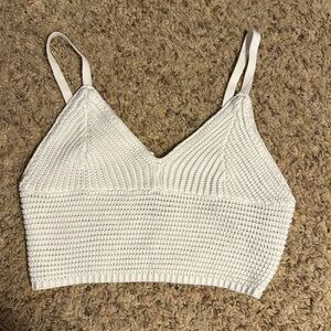Hollister white crop tank top size medium brand new